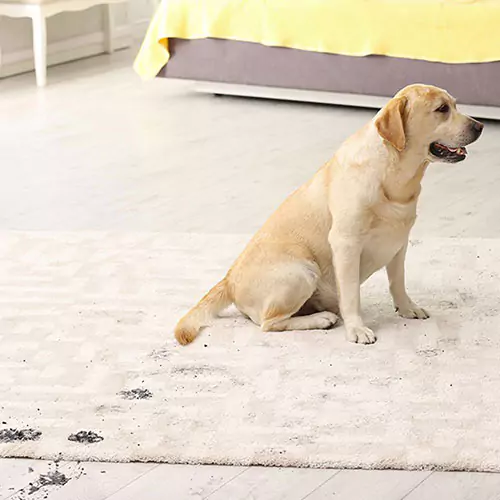 Dirty footprints of dog on rug | Yetzer Home Store